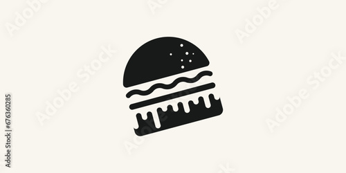 burger food logo design, simple flat logo.