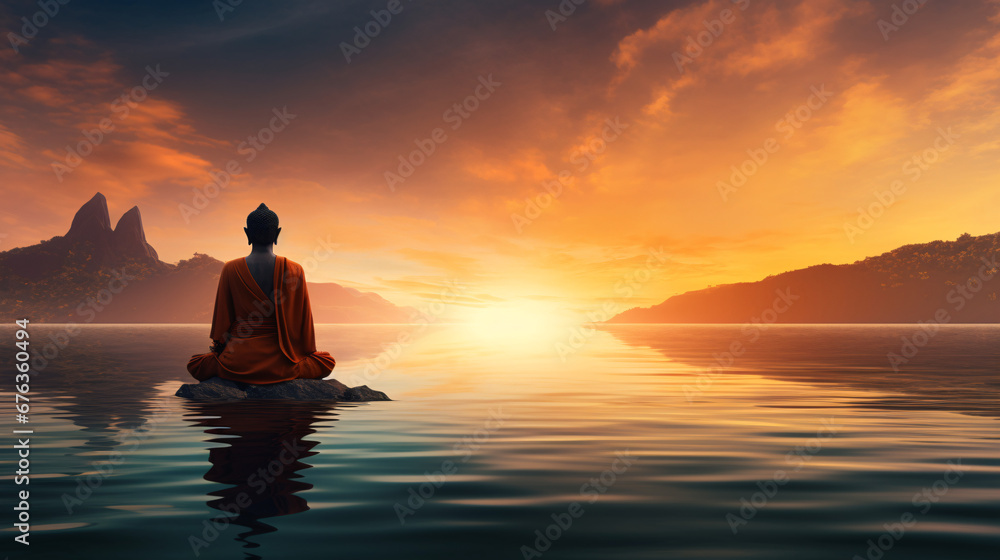 Mindful Moments of Meditation-Themed PowerPoint Background Image.