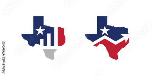 financial design logo with Texas map elements with finance graphics.