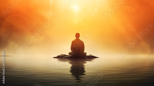 Mindful Moments of Meditation-Themed PowerPoint Background Image. © ShadowHero