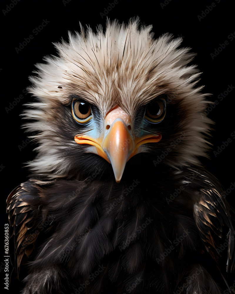 Obraz premium portrait of a cute baby eagle fledgling with piercing