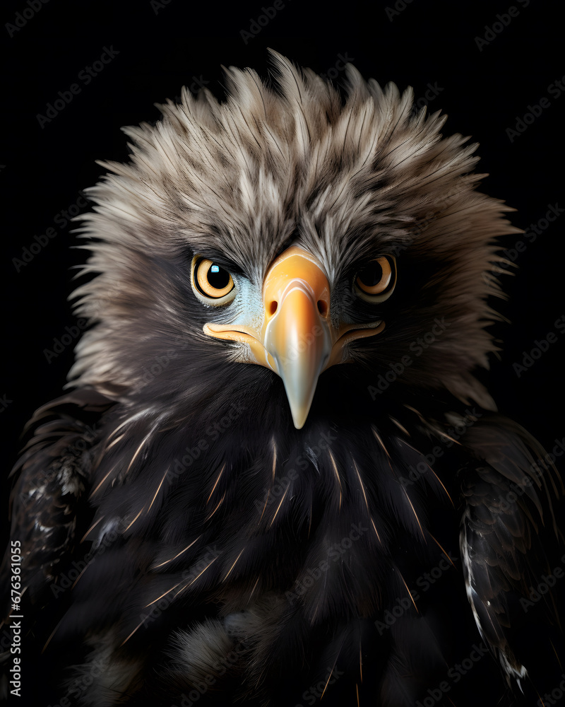 Obraz premium portrait of a cute baby eagle fledgling with piercing