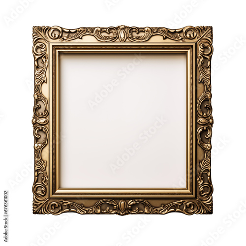 Square antique gold picture frameS isolated on white background