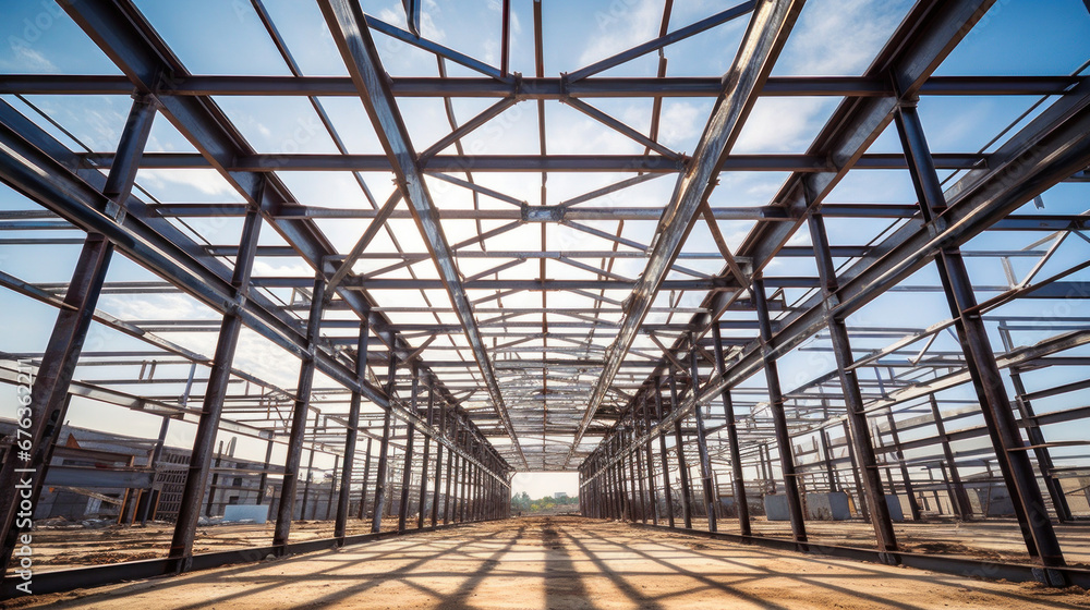 Structure of steel for building under construction.