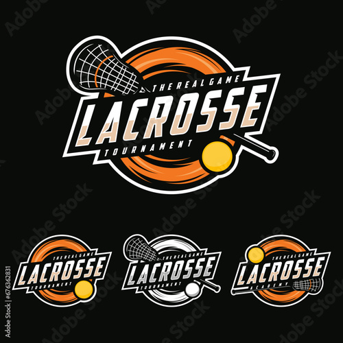 Lacrosse tournament sport logo template. emblem set collection vector illustration