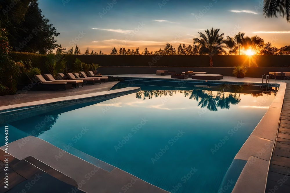 swimming pool at night