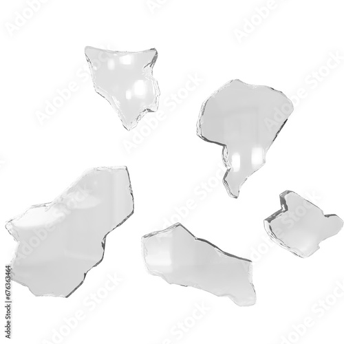 Broken glass texture isolated cracks on a white background. Broken glass png, fragments png. Crack, pieces of glass PNG. Macro camera pieces of glass.