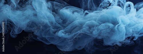 Dark scene with blue smoke. Blue fog on the floor. 
