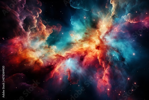 Vibrant space galaxy cloud illuminating night sky, revealing cosmos wonders in breathtaking beauty.