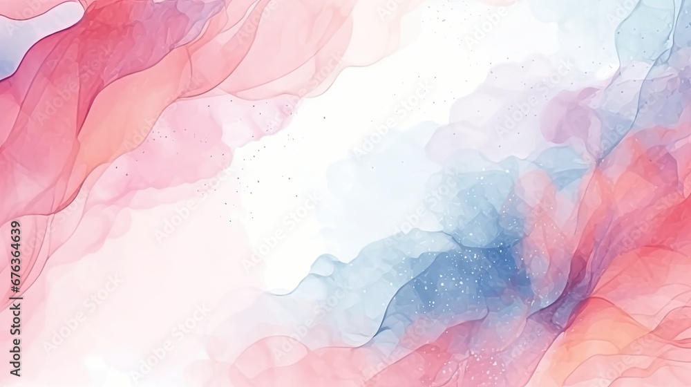 Abstract background with pink and blue smoke in watercolor style. Illustration banner. Ai generative