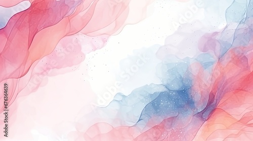 Abstract background with pink and blue smoke in watercolor style. Illustration banner. Ai generative