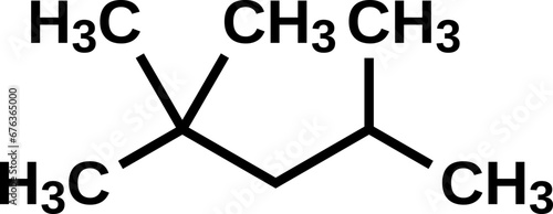 Isooctane structural formula. 2,2,4-trimethylpentane, octane isomer  vector illustration 