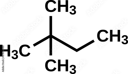 Neohexane structural formula. 2,2-dimethylbutane, hexane isomer vector illustration