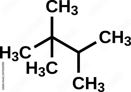 2,2,3-trimethylbutane structural formula. Triptane, heptane isomer vector illustration