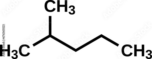 Isohexane structural formula. 2-methylpentane, hexane isomer vector illustration