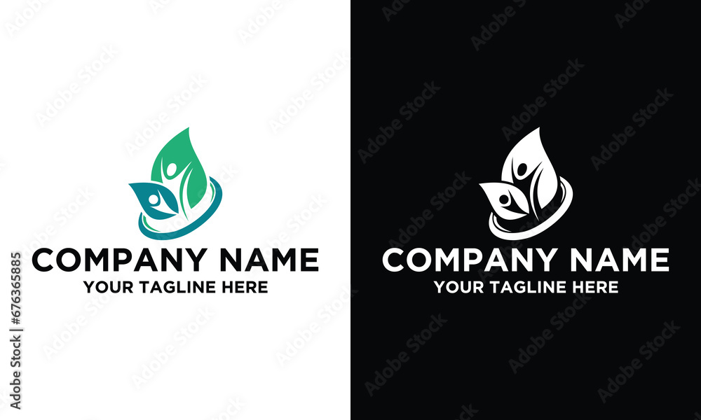 human with leaf logo vector human with leaf logo vector