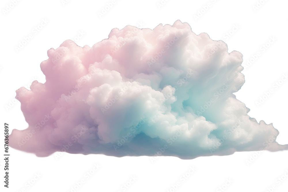 a high quality stock photograph of a single Fantasy soft pastel cloud isolated on a white background