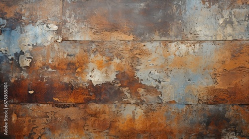 metallic background texture with rust and poster scraps