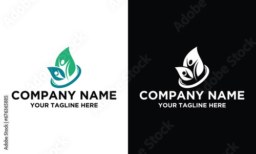 human with leaf logo vector