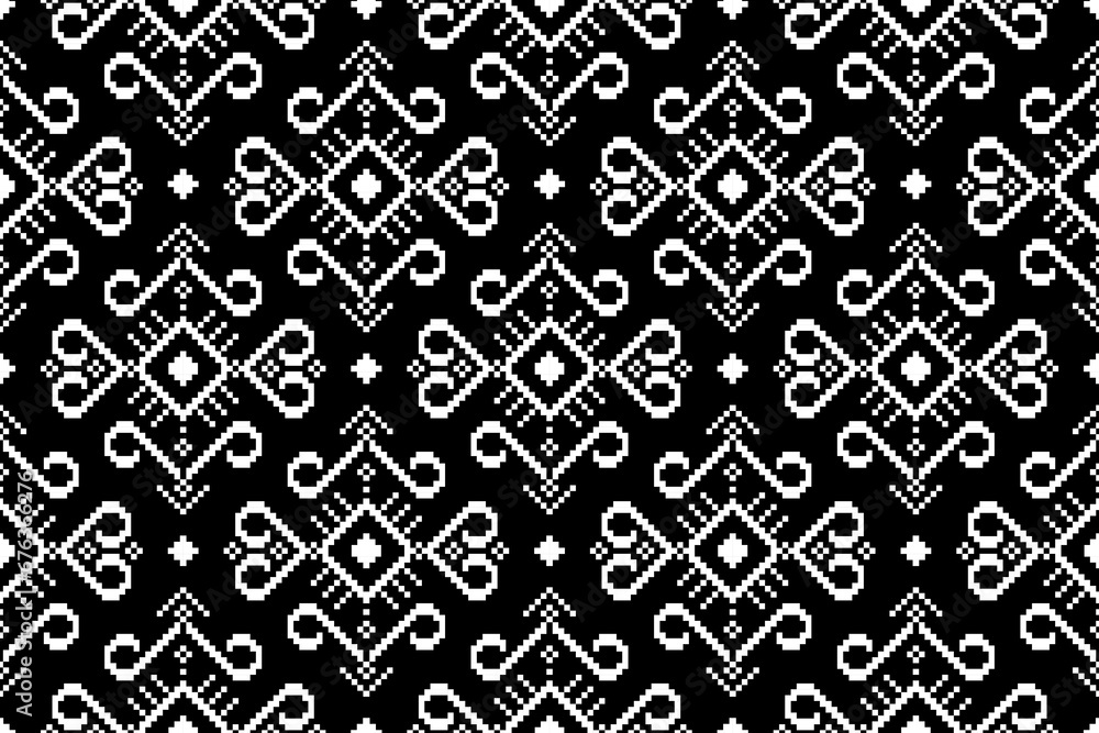 Pixel art, geometric patterns, abstract, a mix of ethnic styles. Indigenous and modern designs for use in fabric patterns, textiles, home decorations, backgrounds, carpets, tiles, ceramics, wallpaper