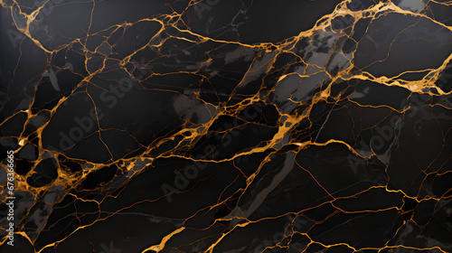 dark natural black marble stone with golden veins slab vitrified high glossy texture marble. generative AI. photo