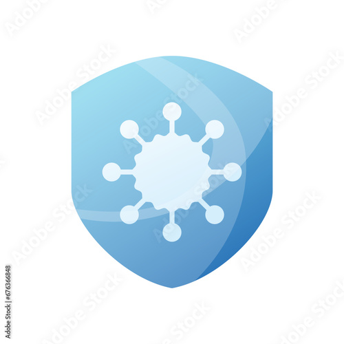 Antibacterial formula shield vector isolated sign for antiseptic cosmetics and medical pharmaceutical products