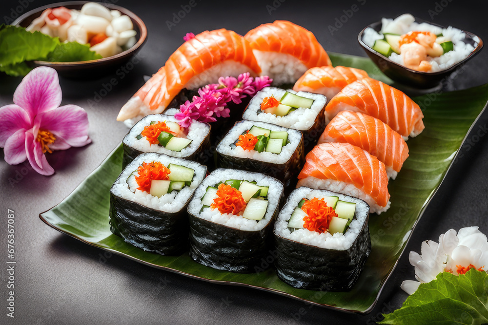sushi, generated by artificial intelligence sushi, generated by artificial intelligence