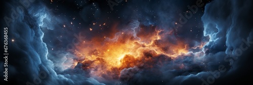 Vibrant space galaxy cloud illuminating night sky, revealing cosmic wonders in stunning detail