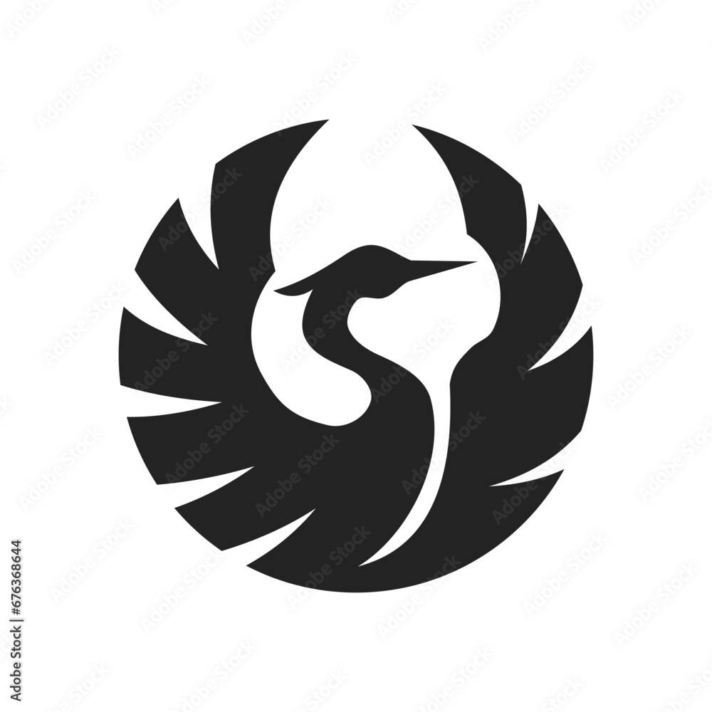 Fototapeta premium Heron logo template Isolated. Brand Identity. Icon Abstract Vector graphic