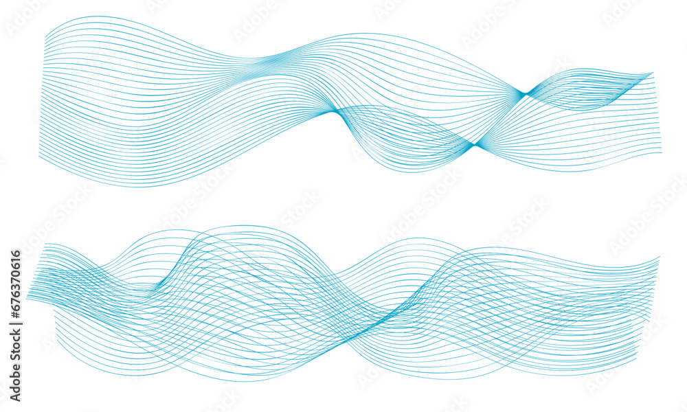 Abstract vector wavy lines flowing smooth curve gold gradient color on transparent background in concept of luxury, technology, science, music, modern.