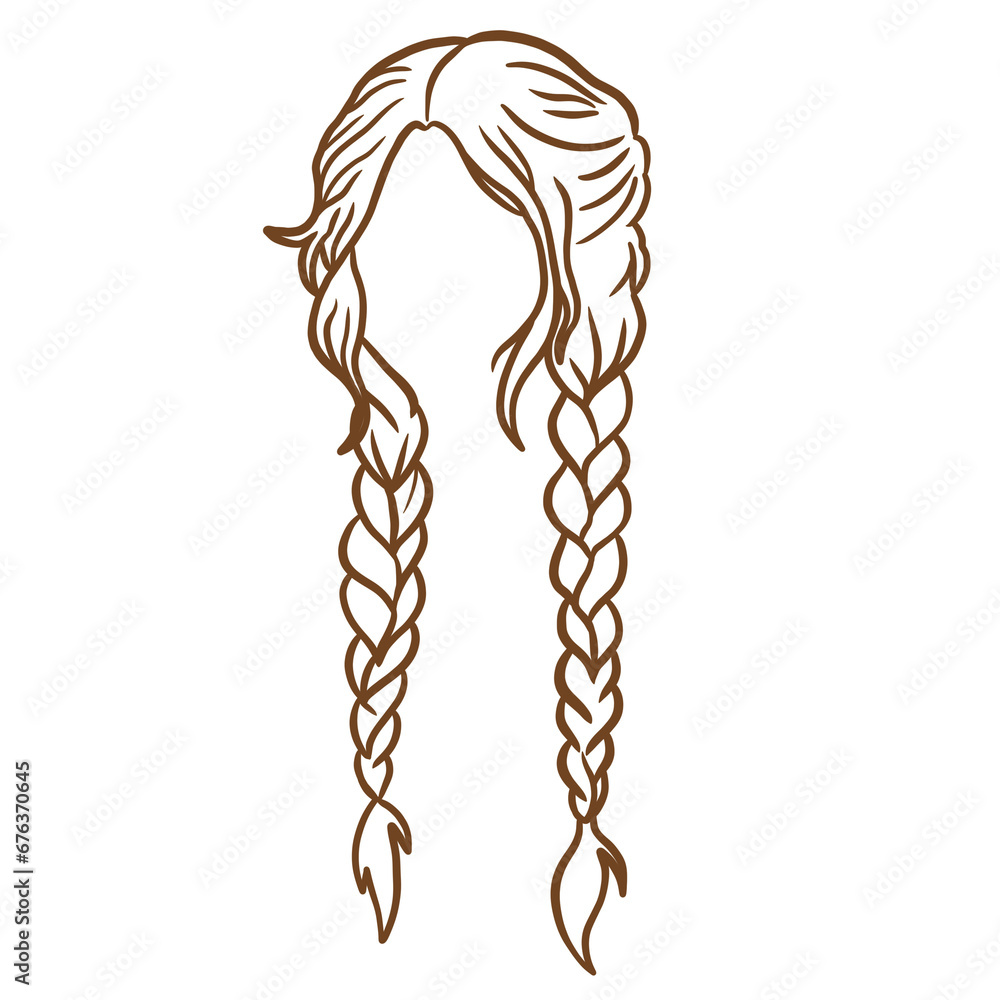 Woman Braids Hairstyle Drawing