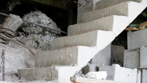 Unfinished cement stairs photo