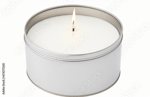 White Candle Tin Metal isolated on white background