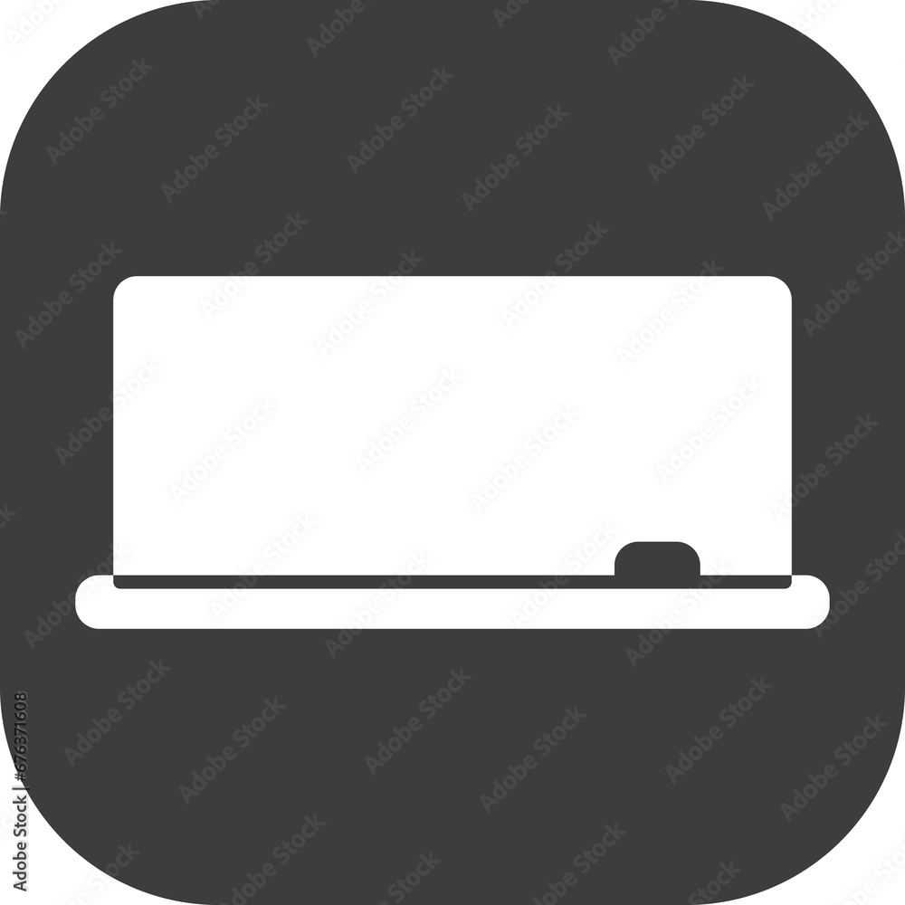White board icon in black square. White board icon in black square.