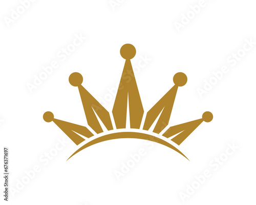 Leaf forming a golden crown vector illustration icon logo
