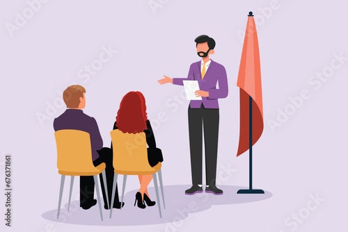 Diplomacy and embassy concept. Colored flat vector illustration isolated.