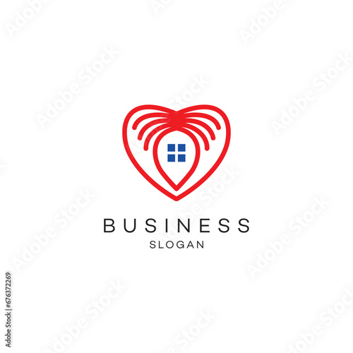 Heart love home keylock care health old age home logo design	