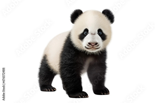 Isolated Cute Panda Cub on Transparent Background, PNG, Generative Ai