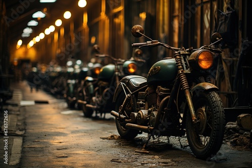 motorcycles parked in the street