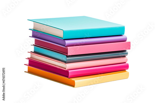 Isolated Colorful Paperback Stack on Transparent Background, PNG, Generative Ai