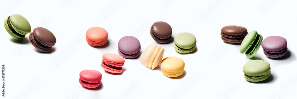 Banner of almond cookies close-up. Delicious macarons. Banner of almond cookies close-up. Delicious macarons.