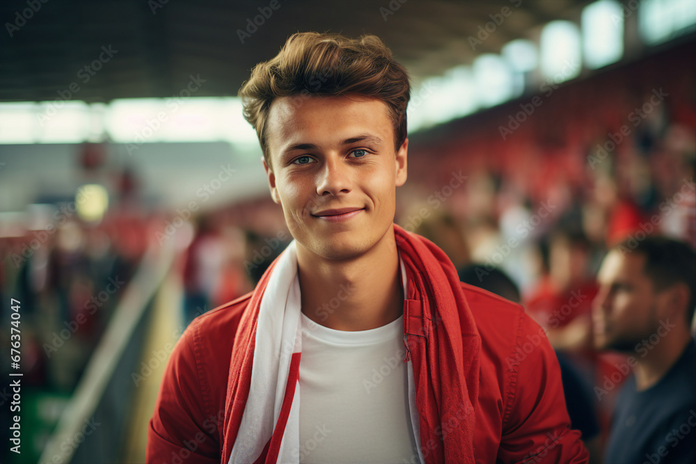 Fototapeta premium Generative Ai picture of various fans are cheering in sports stadium