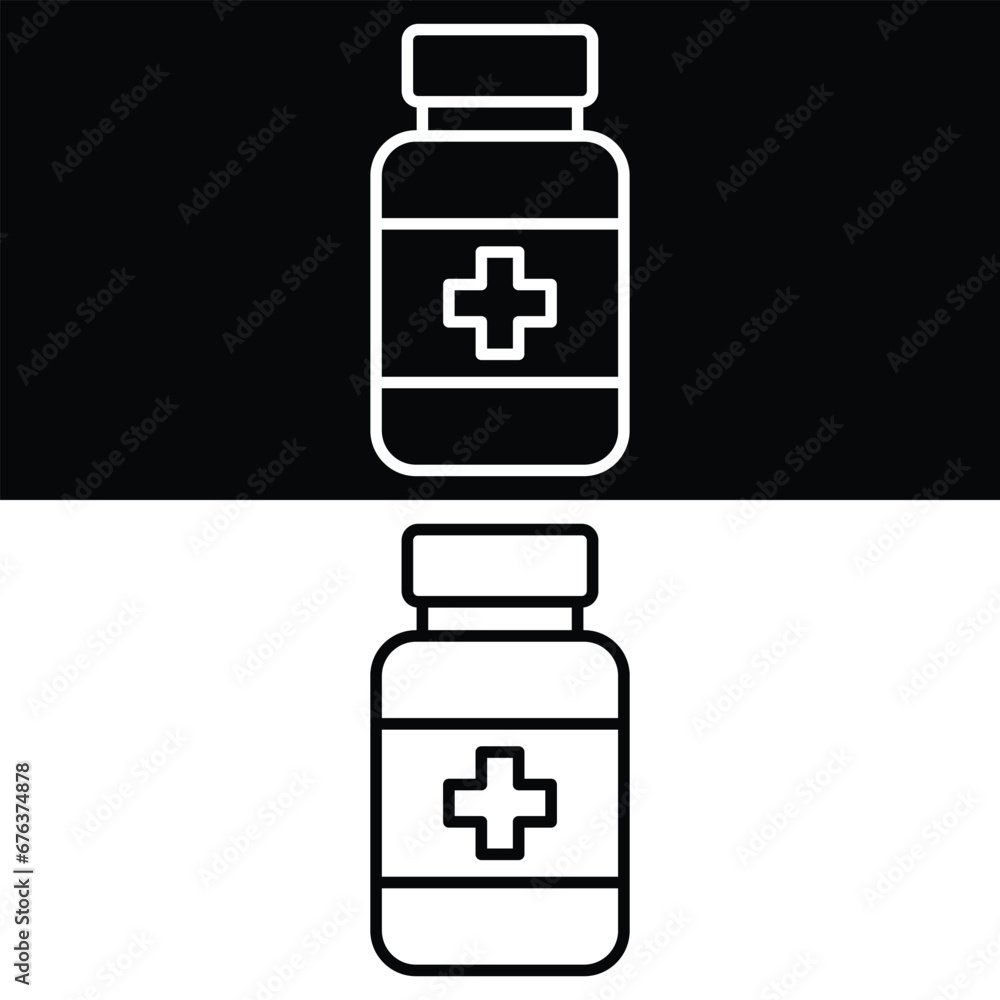 Medicine Icon Vector, Black and White Version Design Template
Medicine Icon Vector, Black and White Version Design Template