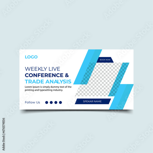 Business webinar invitation or live conference banner design.online Business invitation or live conference vector templete banner design.