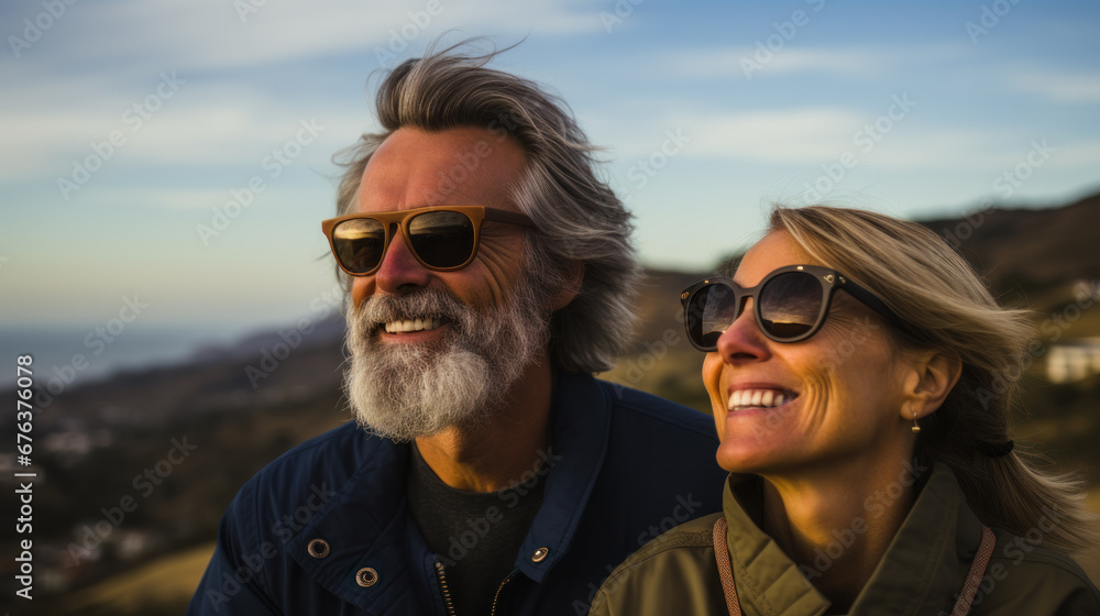 Joyful Mature Couple Enjoying Scenic View Joyful Mature Couple Enjoying Scenic View