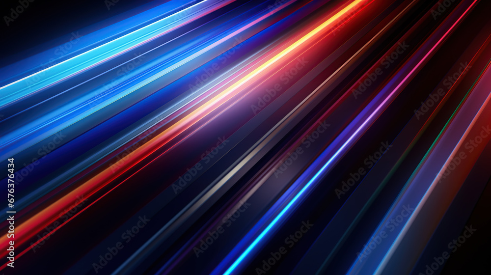 Chromatic Brilliance: Dynamic Light Lines Dance Amidst Darkness, Illuminated Minimalism with Chrome Reflections, A Symphony of  Neon Light and Dark Background