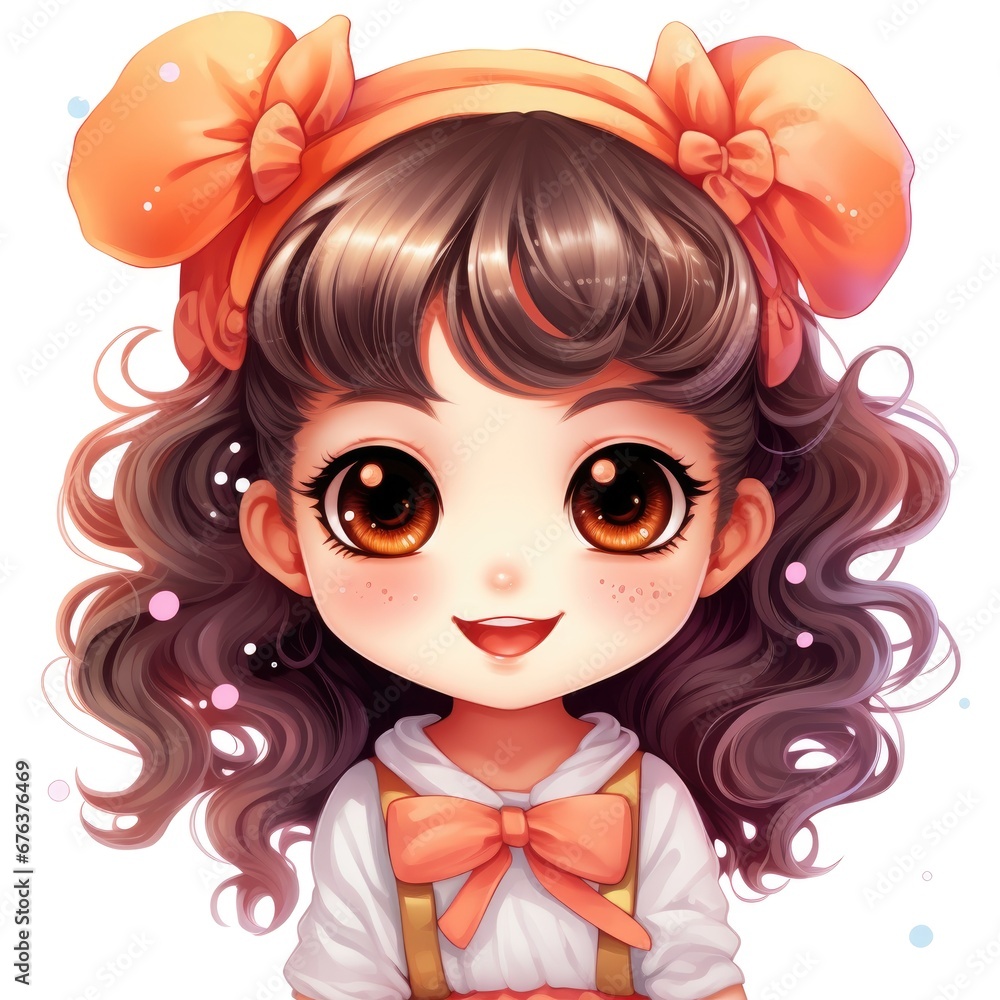 Cute cartoon 3d character smiling girl. Cute cartoon 3d character smiling girl.