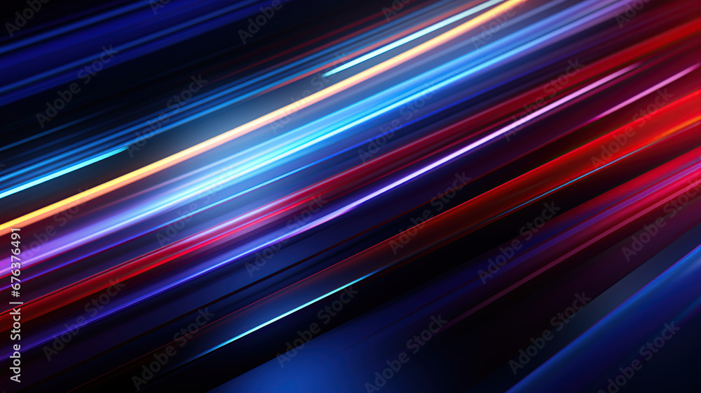 Chromatic Brilliance: Dynamic Light Lines Dance Amidst Darkness, Illuminated Minimalism with Chrome Reflections, A Symphony of  Neon Light and Dark Background