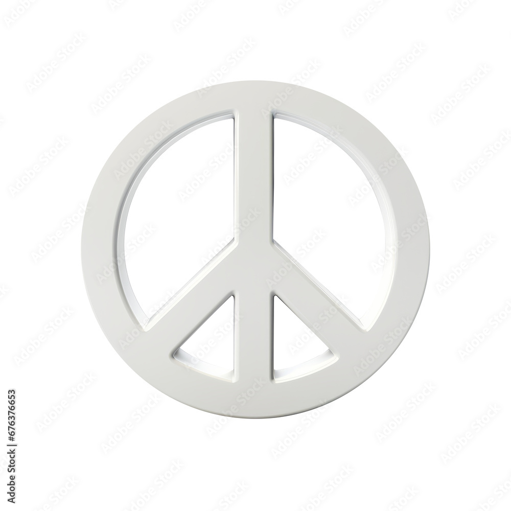 3D white peace sign symbol 3D white peace sign symbol