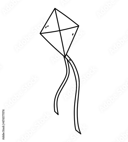 Kite isolated on a white background. Vector hand-drawn illustration in doodle style. Perfect for logo, decorations, various designs.